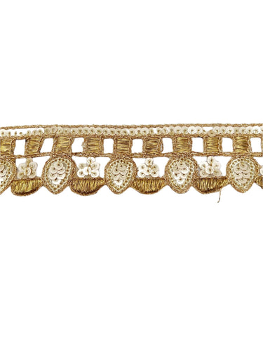 Gold Sequins Trim 3 Yard Decorative Embroidered Laces Sari Border Costume Dresses Ribbon Crafting Sewing Tape